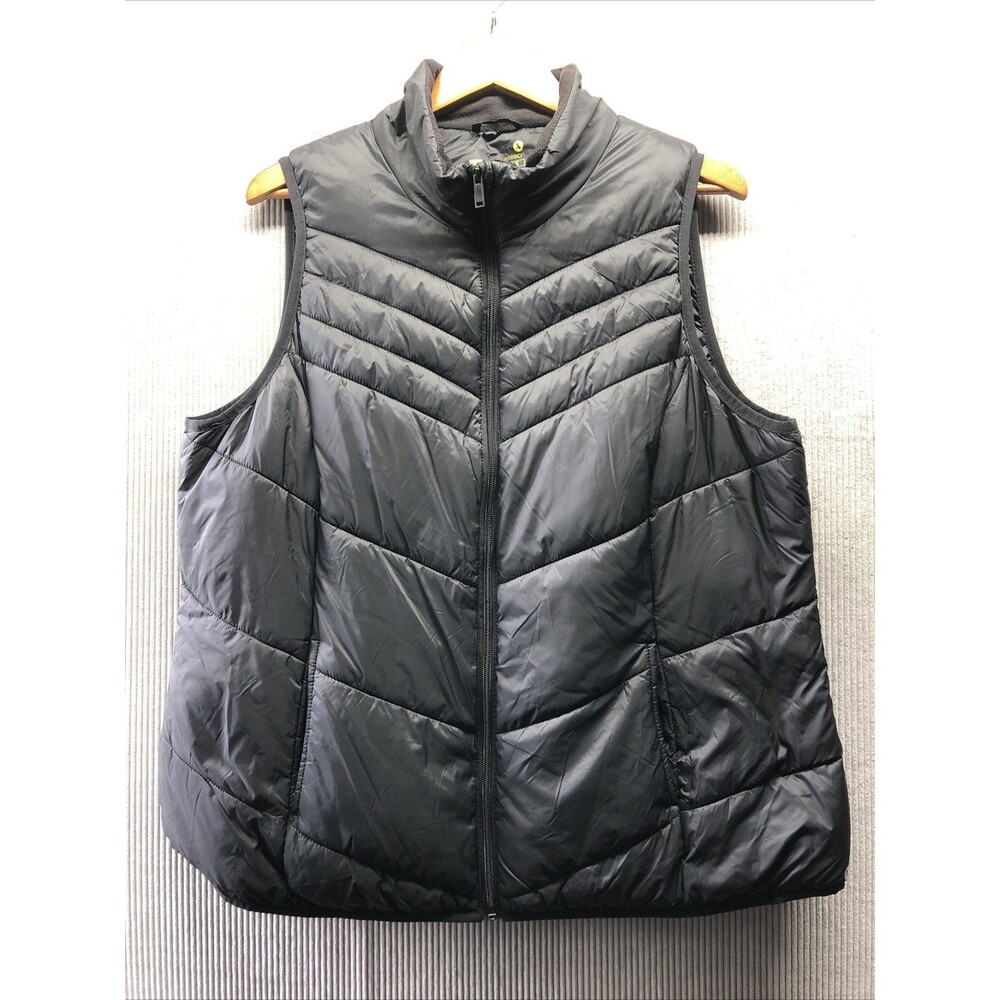 Xersion Women’s Packable Puffer Vest 1X Black Lightweight Outdoor Athleisure